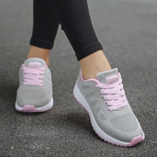Sneakers Women Sport Shoes Lace-Up Beginner Rubber Fashion Mesh Round Cross Casual Sneakers zapatillas hombre deportiva L730