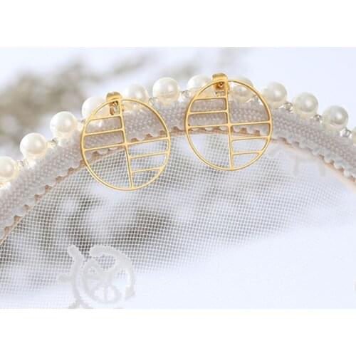 Womens Fashion Ear Studs Accessories Stainless Steel Rose Gold Square Round Earring Simple Jewelry Sister Bridesmaid Gifts