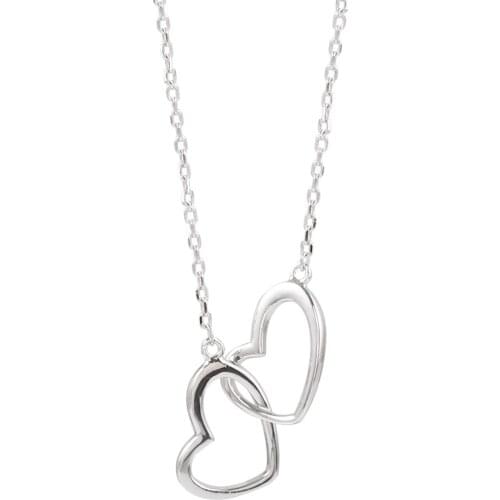 ZEMIOR Sterling Silver 925 Jewelry Choker Necklace For Women Minimalist Double Cross Heart Pendant Necklaces Anniversary Gift