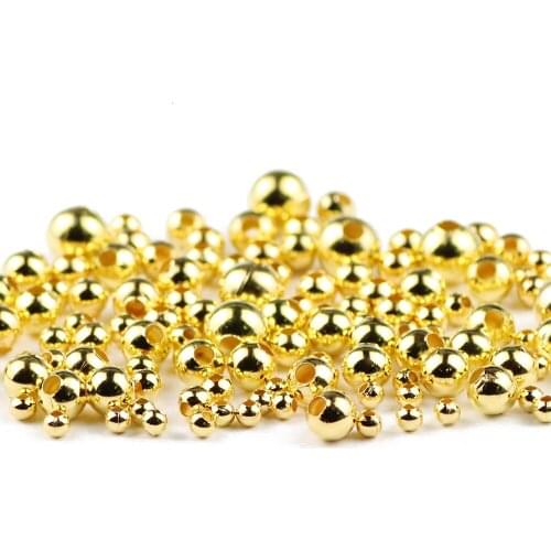 ZENTEII Gold Metal Round Smooth Jewelry Beads For Bracelet Necklace Making Jewelry Findings Beadwork Needlework DIY Accessories