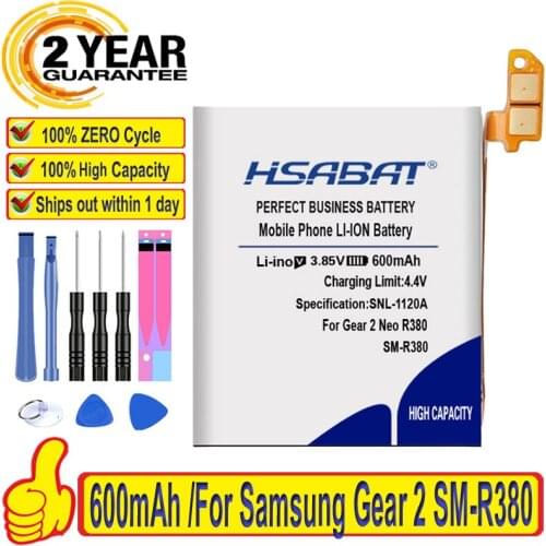 100% Original HSABAT 600mAh Battery For Samsung Gear 2 SM-R380 Gear2 R380 SMR380 SM-R381