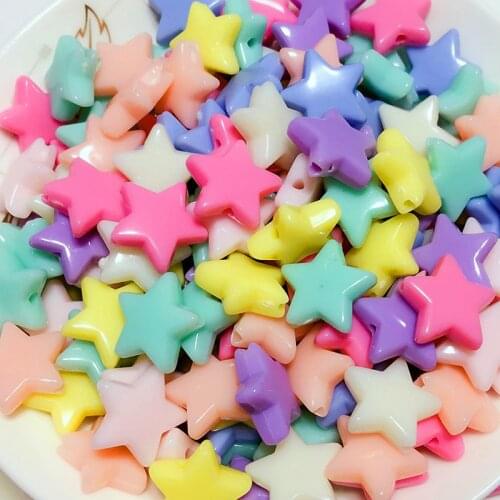 30pcs14mm Colourful Faceted Five-pointed Star Acrylic Loose Spacer Beads for Jewelry Making DIY Accessories