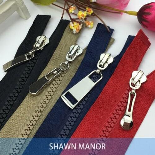 4Pcs 5# Resin Open End Zippers For DIY Sewing Coat Jacket Down Black/Red/Navy/Khaki Color