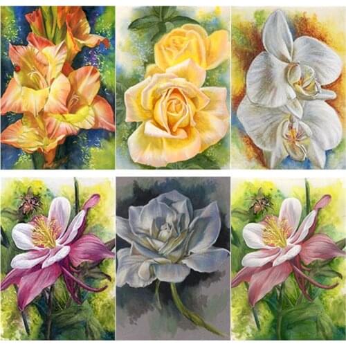 New 5D DIY Diamond Painting Flowers Diamond Embroidery Scenery Cross Stitch Full Square Round Drill Home Decor Manual Art Gift