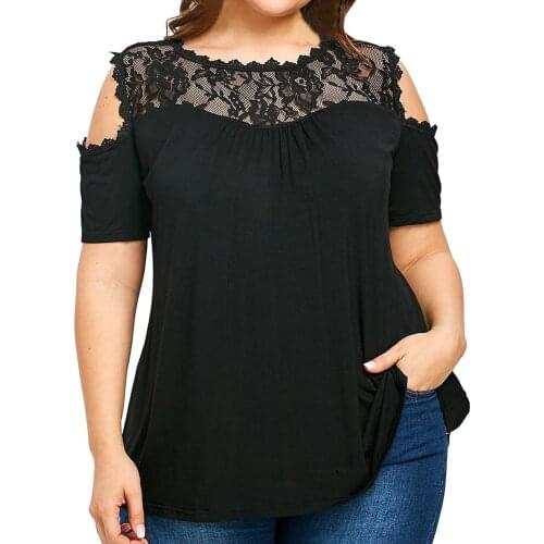 5xl Plus Size Lace Patchwork Blouse Women Shoulder Strapless Tunic Top Summer Casual Short Sleeve Shirt For Women Туника Женская