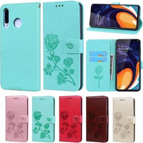 A60 Fashion Rose Flower Leather Flip Case For Samsung Galaxy A60 Funds Mobile Phone Cover For Samsung Galaxy A 60 Capa