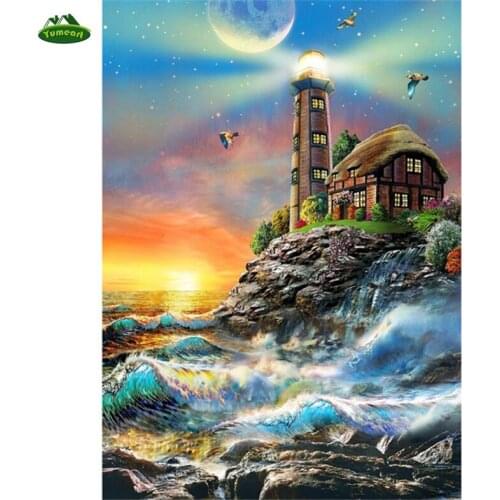 DIY 5D Scenic Diamond Mosaic Painting Handmade Craft Full Square Mountain Castle Diamond Embroidery Unfinished Home Decor