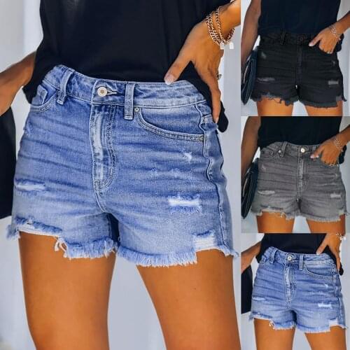 Denim Shorts 2021 New Blue Wide Leg Female Classic Pocket Casual Pants High Waist Made Summer Shorts Jeans For Women Old Washed