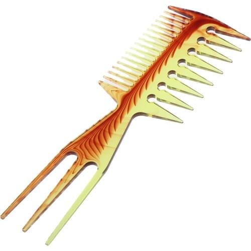Smooth Hair Salon Afro Hair Lifting Pick Brush Comb, Hairdresser Hair Styling Comb Braid Tool (Brown)