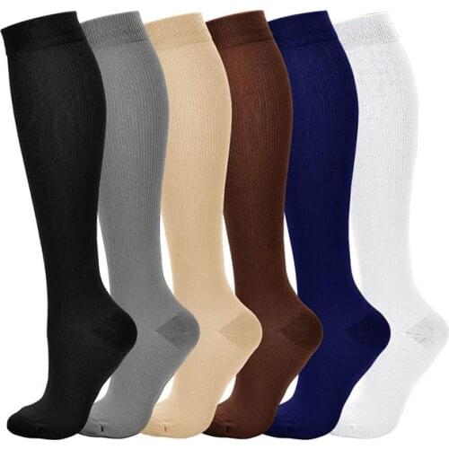 HUAYA Compress Socks Pressure Leg Men Women 15-20 Mmhg Running Sport Travel Compression Stockings Multi Nylon Black White Socks