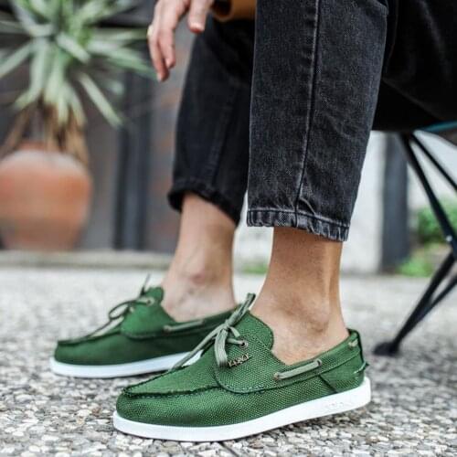 Knack Seasonal Linen Men 'S Shoes 008 Green Sport Lace-Up Spring Summer Fashion Style Orthopedic Casual Base Inner Lining Cotton