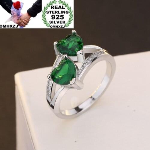 OMHXZJ Wholesale European Fashion Woman Man Party Wedding Gift 5 Colors Heart AAA Zircon S925 Sterling Silver Ring RR304