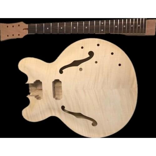 1 Set Unfinished Electric Guitar Neck And Body Guitar Kit DIY Part 335 Style