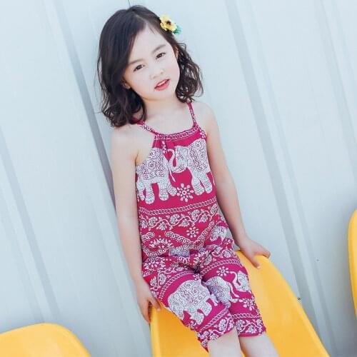 Baby Girl Clothing Set 2019 Spring Summer Cartoon Print Tank Cami Clothes Sets Baby Suits Bohemian Infant Jumpsuit Kids Toddles