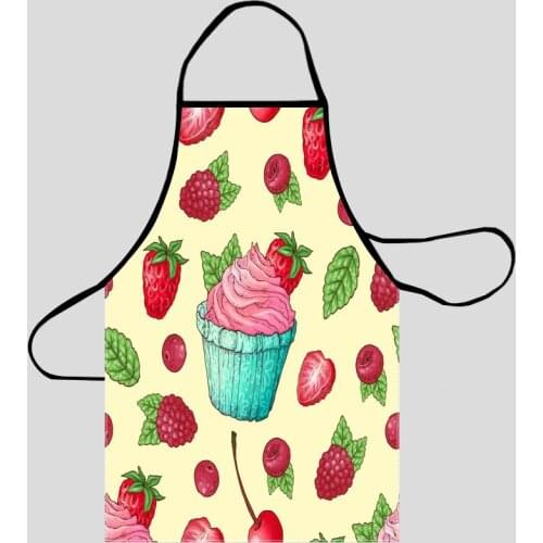 Strawberry Pattern Kitchen Aprons For Women Oxford Fabric Cleaning Pinafore Home Cooking Accessories Apron