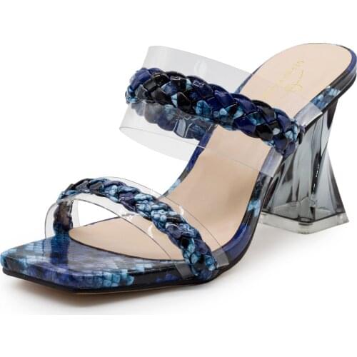 Summer Women Shoes Mules M854-6 Fashion Clear Heels for Party Dress Shoes PVC Jelly Sandals Women