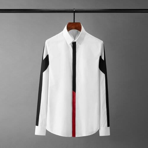 XS-6XL New 2021 Mens clothing personality Black and white contrast stitching Shirt plus size costumes