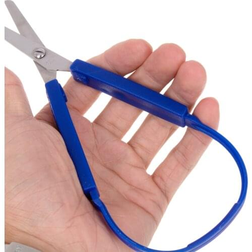 1 Pc Mini Stainless Steel Loop Scissors Adaptive Design Colorful Grip Scissor Art Craft Cutting Tool