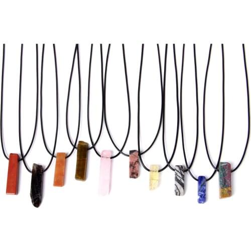 Natural raw minerals lucky Reiki Healing crystal quartz stone necklace jewelry Pendulum natural tigereye lazuli Citrin necklace