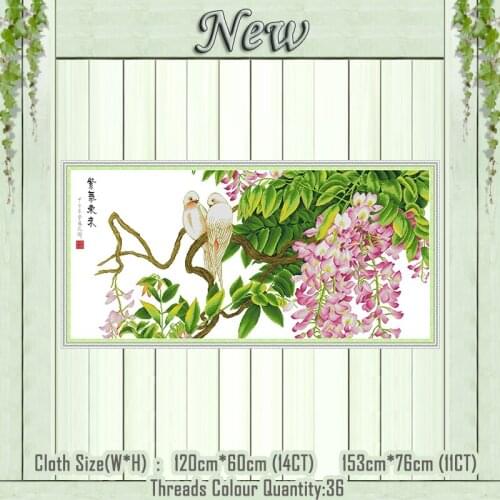 Scenery flowers birds diy home decor painting counted print on canvas DMC 11CT 14CT kits Cross Stitch embroidery needlework Sets