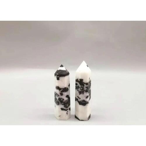 Natural Crystals Quartz Black Zebra Pillar Energy Point Reiki Stones Room Home Office Aquarium Decoration Accessories Gemstone