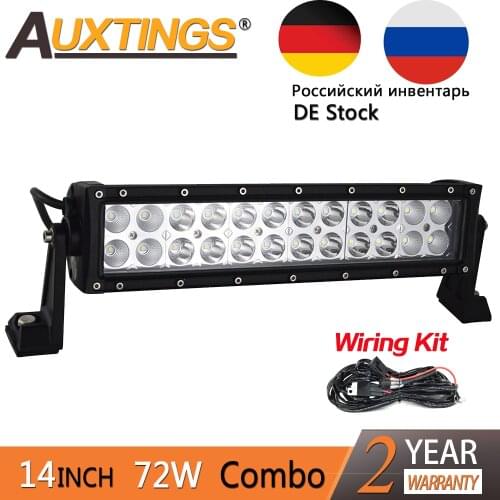 Auxtings 14inch 72W Straight Double Rows 6500K Combo Beam LED Bar Work LED Light Bar Offroad 4x4 Offroad Car For Auto JEEP Truck