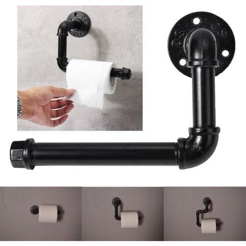 Retro Industrial Roll Paper Holder Organizer Iron Wall Mounted Tissue Pipe Bracket Kitchen Bathroom Towel Bar Shelf Hanger