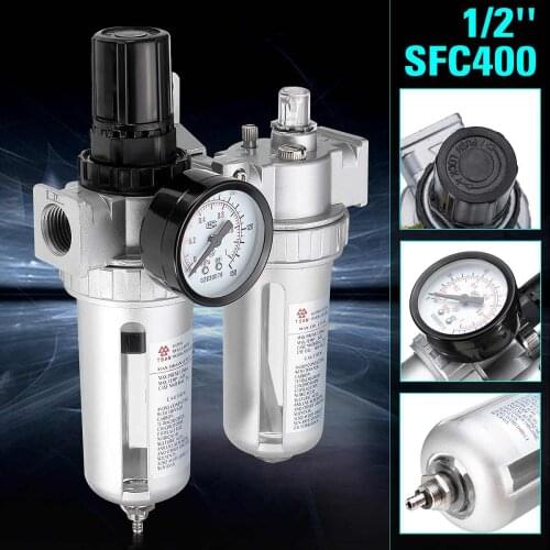 SFC400 1/2&quot Air Compressor Oil Lubricator Moisture Water Trap Filter Regulator ABS Aluminum Pneumatic Parts free shipping