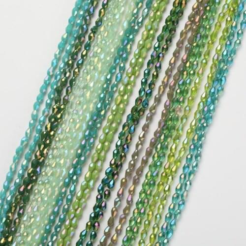 1 Strand 2x4mm Colorful Rice Drop Shape AB Coating Faceted Glass Beads for Jewelry Making Jewelry Diy Beads Wholesale Jewelry