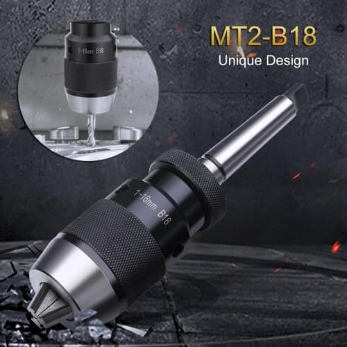 Drill Chuck B18 1-16mm Self Tighten Keyless Drill Chuck 90x48x48mm & MT2-B18 Arbor For Lathe Drill MK2