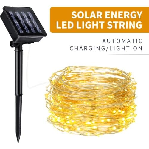 LED Solar String Lights Fairy Holiday Party Garland Solar Garden Lamp Courtyard Decoration Outdoor Waterproof Lamp