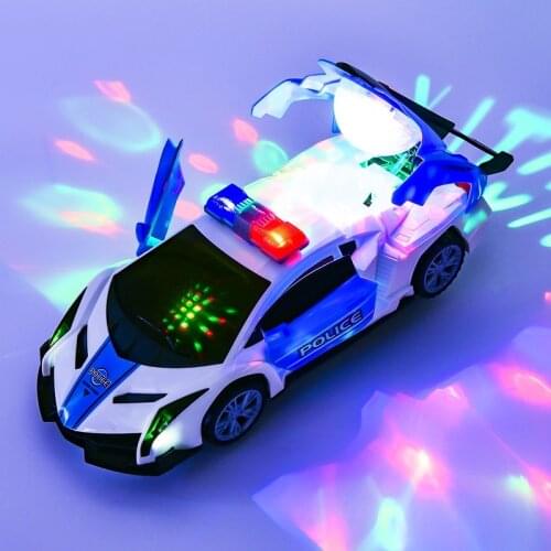 All-around Wheel Police Car Toys Chidlren Boys Electric Dancing Deformation Rotating Universal Police Car Model Birthday Gifts