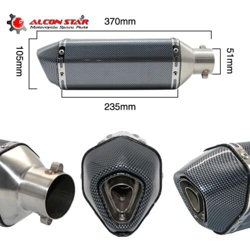 Alconstar- 51mm Modified Motorcycle Dit Bit Bike Motocross Akrapov Exhaust Pipe Muffler Escape Moto For NMAX FZ6 MT07 PCX125 KLX