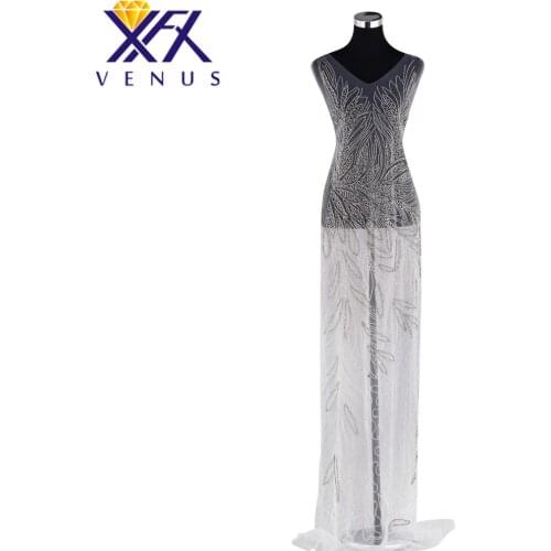 XINFANGXIU Bridal Crystal Beaded Bodice Patch for Wedding Dress Rhinestone Patch Applique Bodice Trimming Sewing On