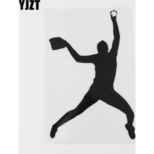 YJZT 11.7CMX18.1CM Lady Baseball Softball Pitcher Decal Vinyl Car Sticker Black/Silver 8A-1129
