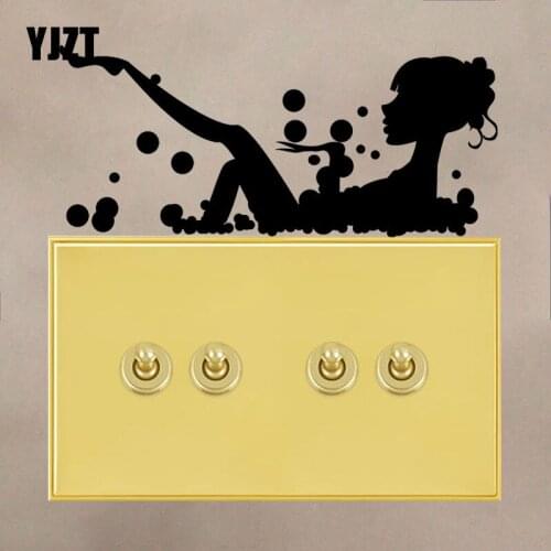 YJZT Girl In Bubble Bath Room Switch Decals Vinyl Home Room Door Wall Sticker 8SS-2646