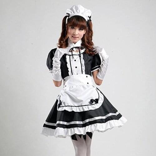 Women Maid Cosplay Costume Lingerie Exotic Underwear Sexy Mini Dress Apron Fake Collar Headwear 4PCS Sets Bielizna Erotyczna