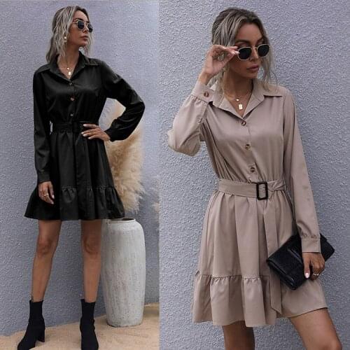 New Casual Mini Elegant Beach 2021 Womens Clothing Summer Vintage Female Club Button Dress Lace Fall Slim Stitch Vestidos Solid