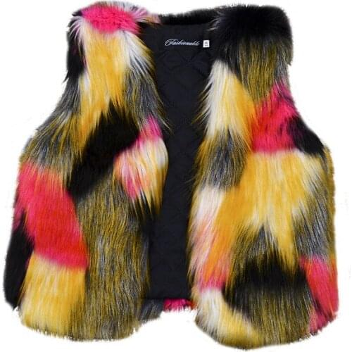 Baby Girls Faux Fur Vest Jacket High Quality Colorfull Kids Thicken Warm Boys Outwear Vest Children Winter Waist Coats CT079