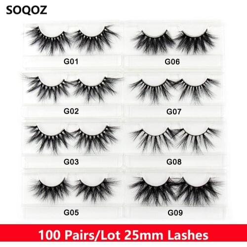 100 Pairs/Lot Dramatic Eyelashes 25mm Lashes 5D Mink Eyelashes Natural Long 25 mm Mink Lashes Cruelty Free False Eyelashes