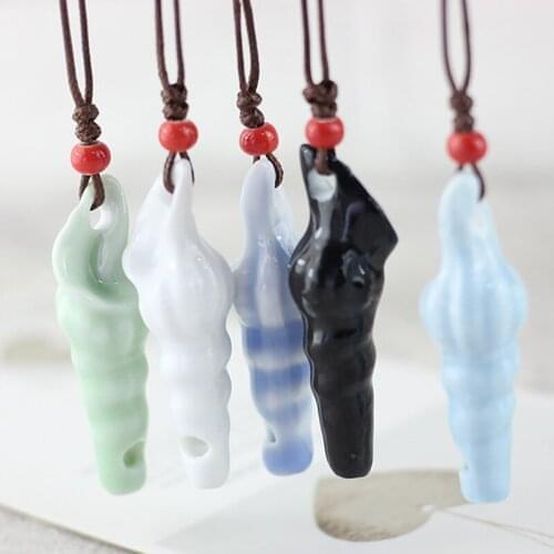 12 Pieces/Lot Pendants Necklaces Jewelry For Women Ceramic Conch Whistle Pendant Necklace Long Sweater Chain Choker Accessories