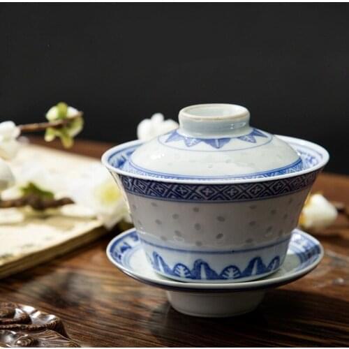 160ml Jingdezhen Blue and White Porcelain Tea Tureen Cup Chinese Style Cover Bowl Tea Gaiwan Tea Pot Set Travel Beautiful Kettle