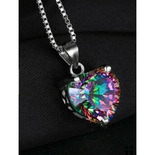 2021 Wholesale Mini Heart Necklaces Pendant Crystals Colorful Crystal Heart Pendant Necklace Birthday Party Gift