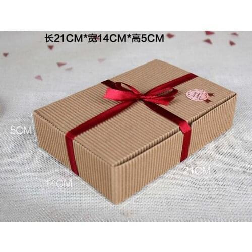 21*14*5cm Kraft corrugated cake box Snack Biscuit Square paper box Cheese hanburger packing 100pcs/lot