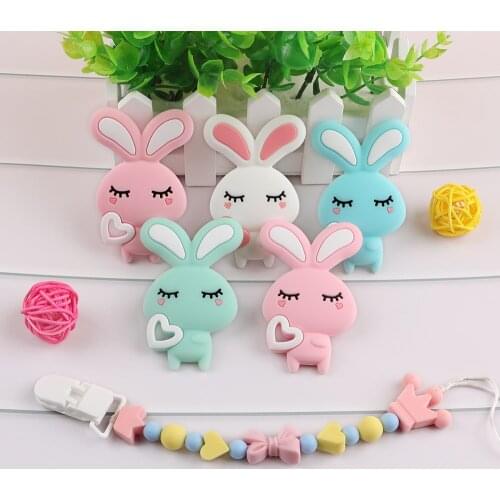 Kovict BPA Free 5/10pcs rabbit Silicone Baby Teether rodent Baby Teething Toys Chewable Animal Shape Baby Products