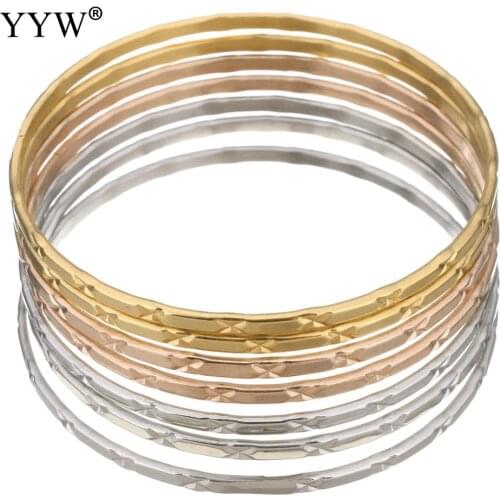 Fashion Party girl Jewelry Bracelets flower cut Stainless Steel Bracelets & Bangle Set For Women 2020 New High Quality 7PCs/Set