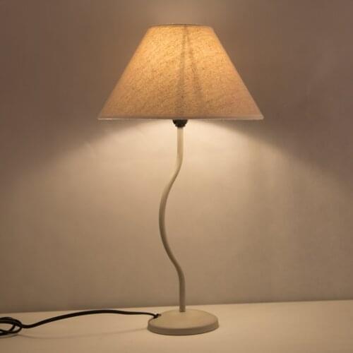 Retro Flax Lampshade Table Light Grey Body E14 220V Desk Lamp Indoor Lighting Home Decoration Lights for Bedroom Hotel Hallway