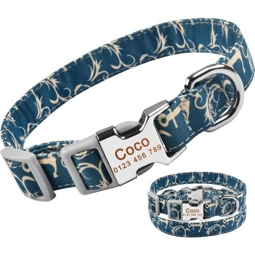 AiruiDog Personalised Dog Collar Small Medium Large Pet Custom ID Tag Name Plate Engraved