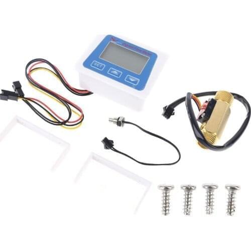 Digital Lcd Display Water Flow Sensor Meter Flowmeter Rotameter Temperature G88B