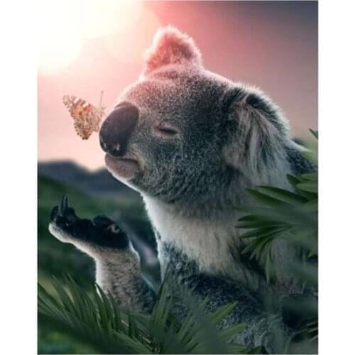 DIY 5D Cute Animal Koala Kiss Butterfly Rhinestone Embroidery Diamond Painting Cross Stitch Mosaic Pattern Home Decor FC641